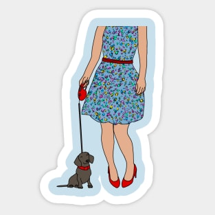 Daschund Walkies Sticker